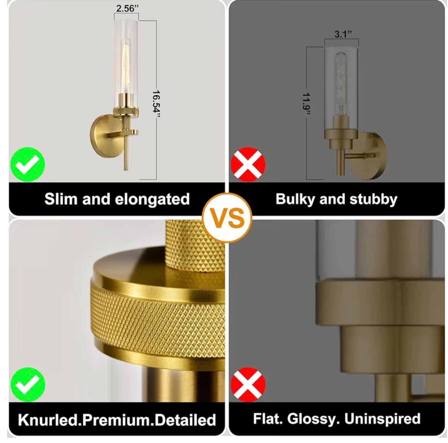 Set of 2 Gold Vanity Lights with Clear Glass Shades G2B - photo 4