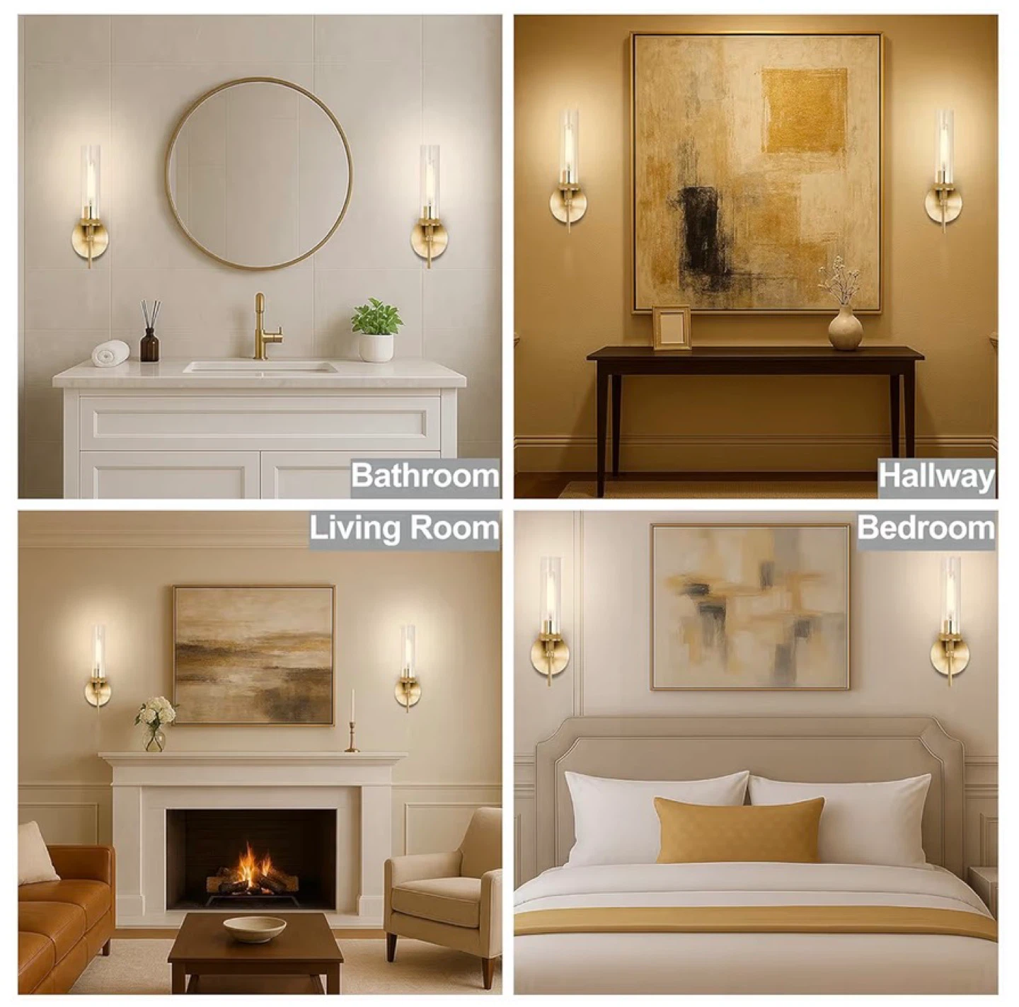 Set of 2 Gold Vanity Lights with Clear Glass Shades G2B - photo 3