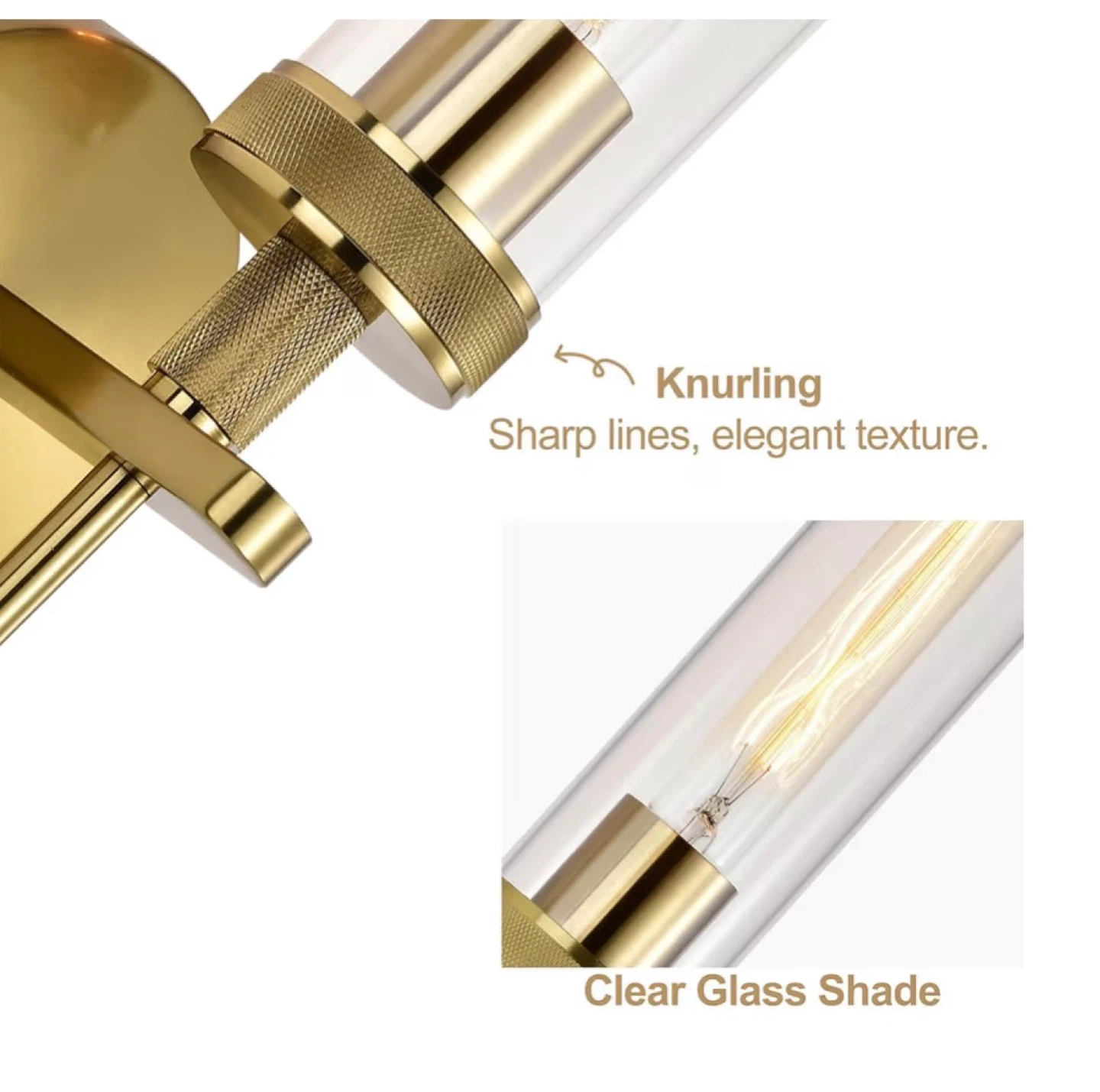 Set of 2 Gold Vanity Lights with Clear Glass Shades G2B - photo 5