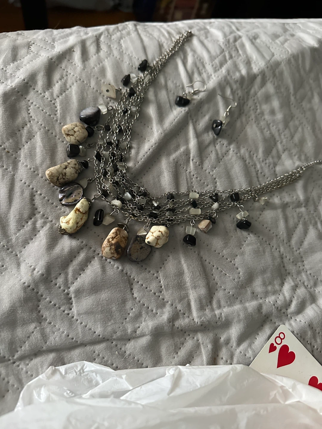 Boho Layered Necklace and Earring Set with Natural Stones - photo 4