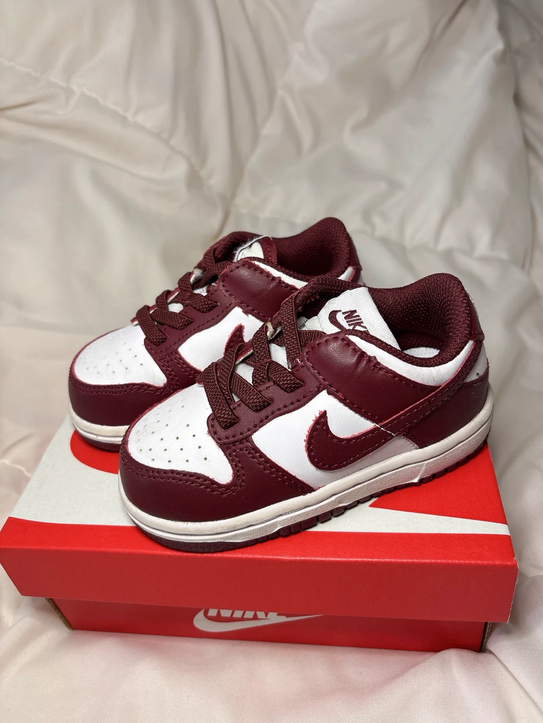 Nike Dunk Low Toddler Shoes - Burgundy/White size C6 - photo 2