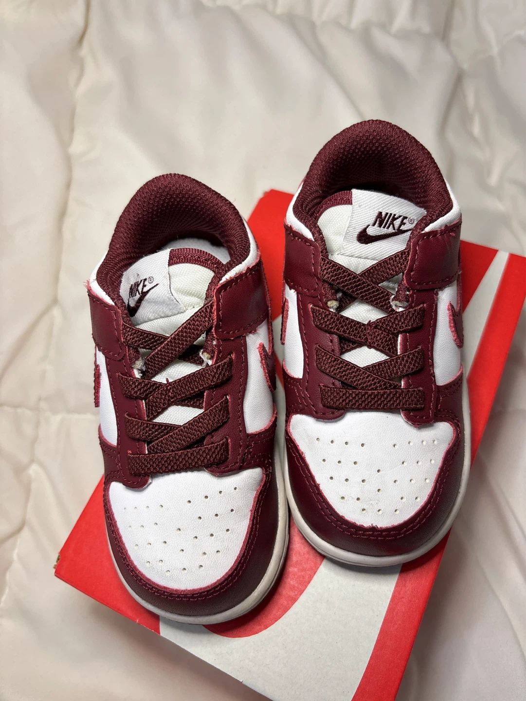 Nike Dunk Low Toddler Shoes - Burgundy/White size C6 - photo 3
