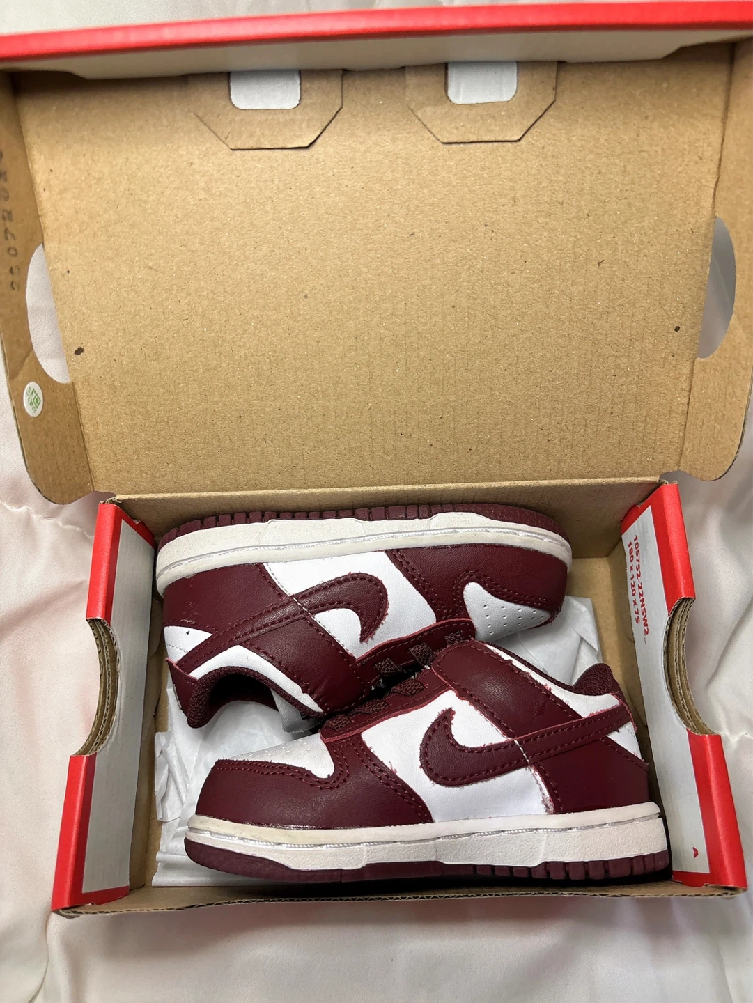 Nike Dunk Low Toddler Shoes - Burgundy/White size C6