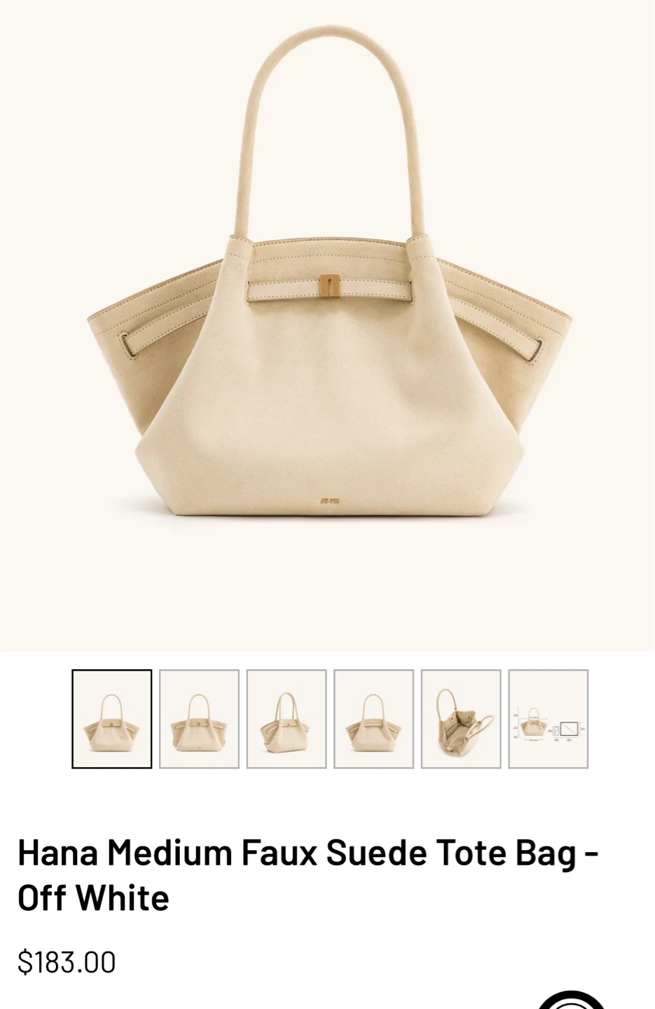 Brand New! JW Pei Hana Medium Faux Suede Tote Bag - Off White