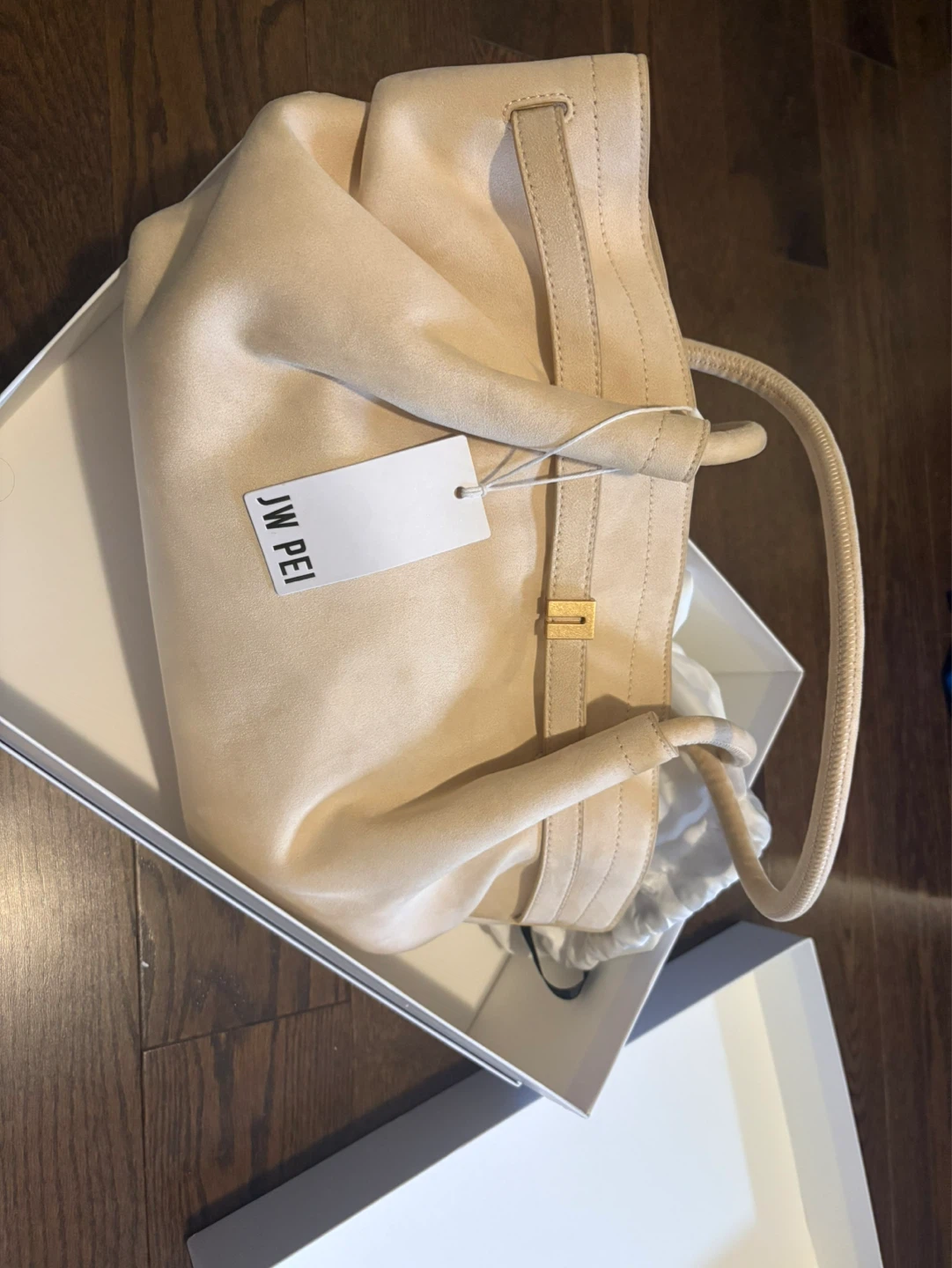 Brand New! JW Pei Hana Medium Faux Suede Tote Bag - Off White - photo 3