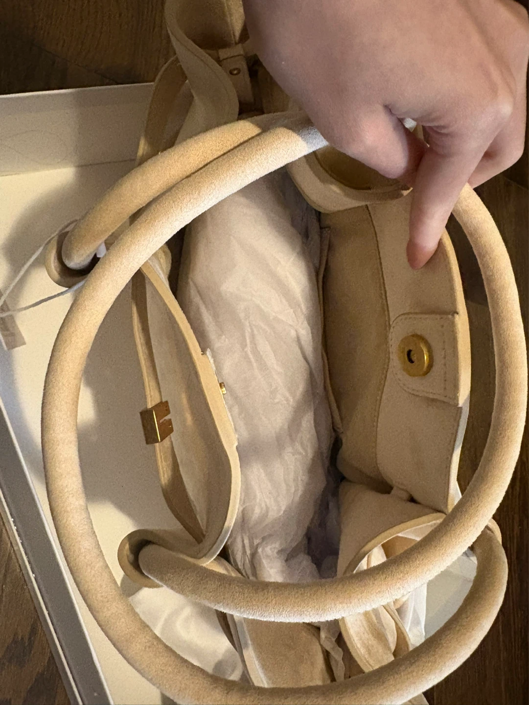 Brand New! JW Pei Hana Medium Faux Suede Tote Bag - Off White - photo 5
