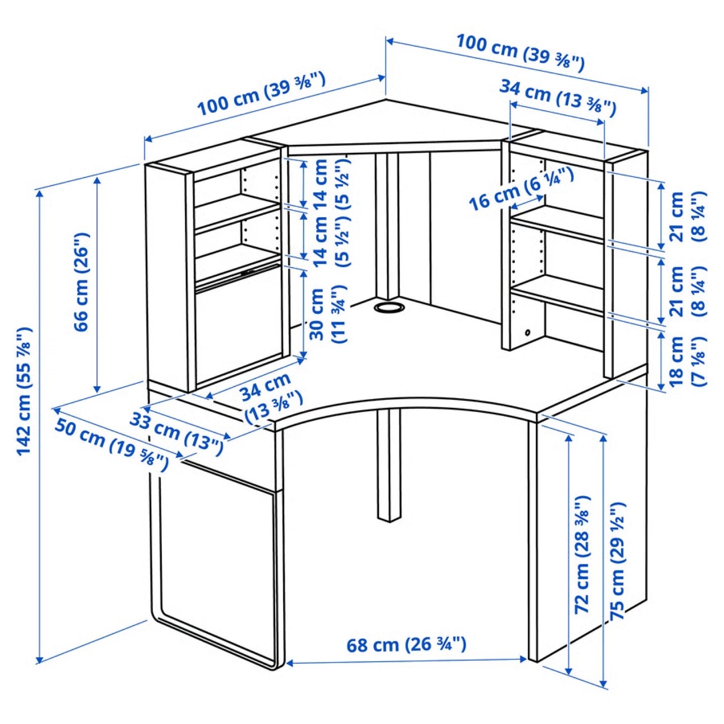 IKEA MICKE Corner Workstation Desk - Black-Brown - photo 4