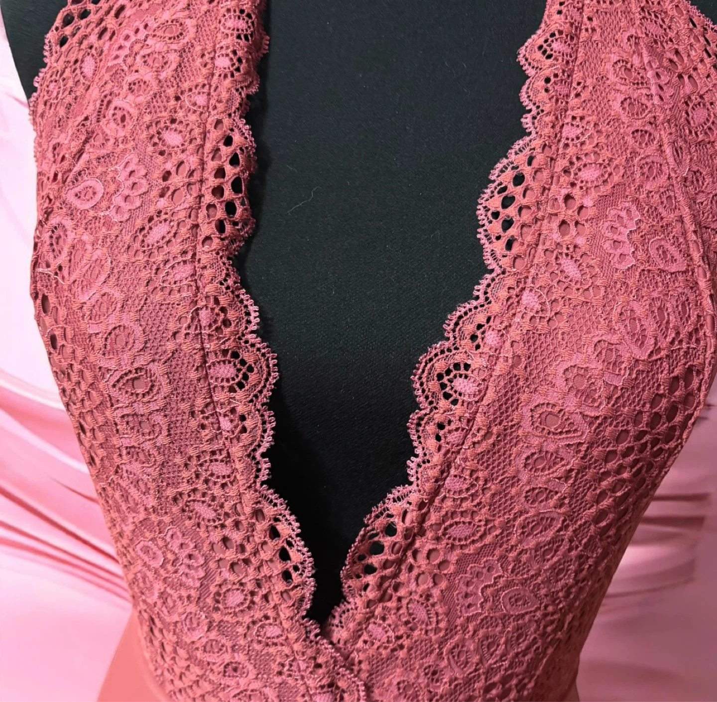 Xhilaration Women's Mauve Lace Halter One-Piece Swimsuit Size S - photo 2