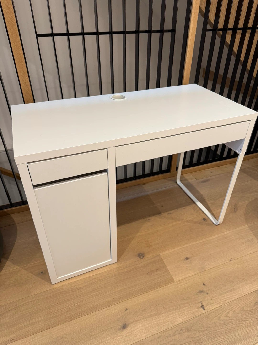 White Desk with Drawer and Cabinet