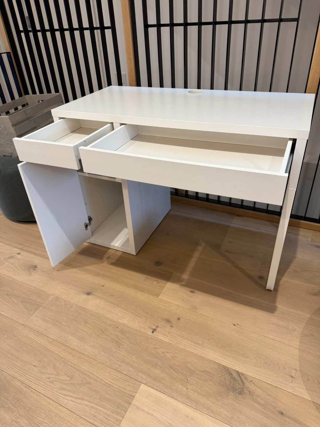 White Desk with Drawer and Cabinet - photo 2