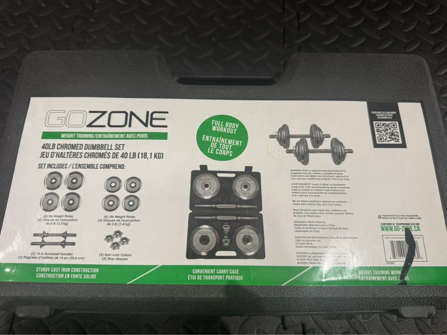 GOZONE 40LB CHROME ADJUSTABLE DUMBBELL SET
