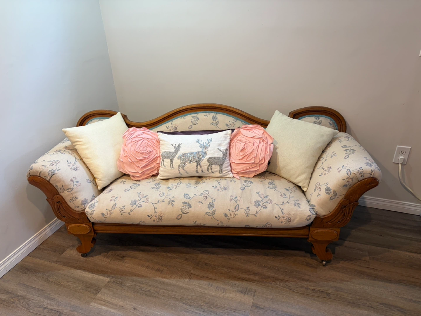 Antique  sofa- Victorian style with floral fabric