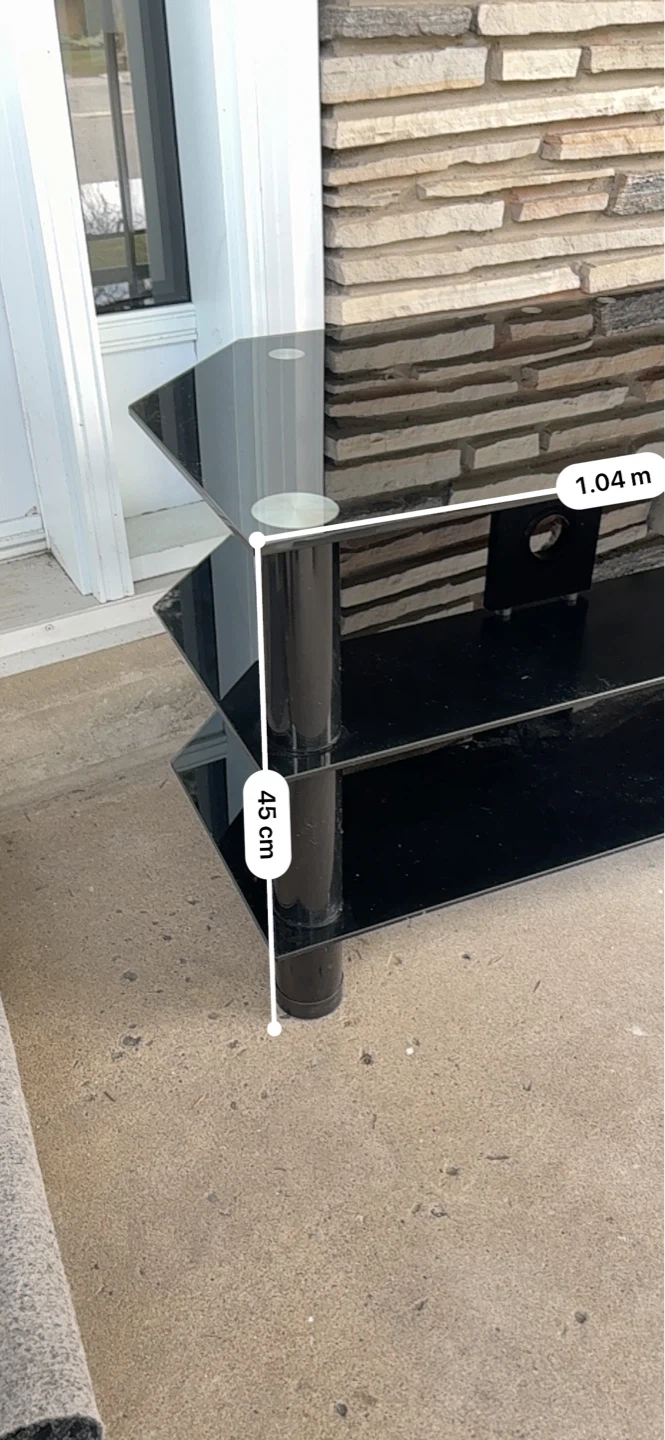 Black Glass TV Stand with 3 Shelves - photo 3