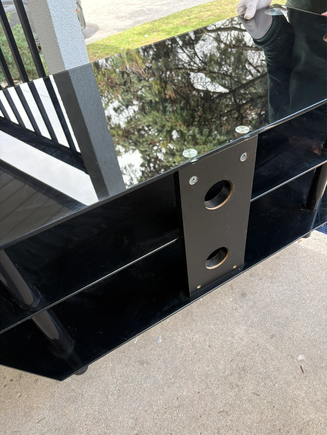 Black Glass TV Stand with 3 Shelves - photo 5