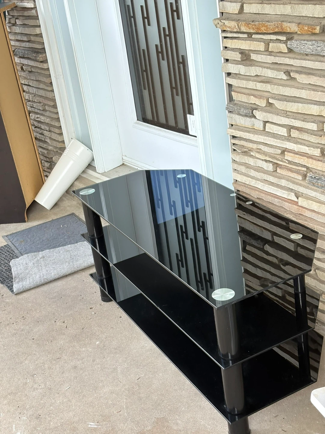 Black Glass TV Stand with 3 Shelves