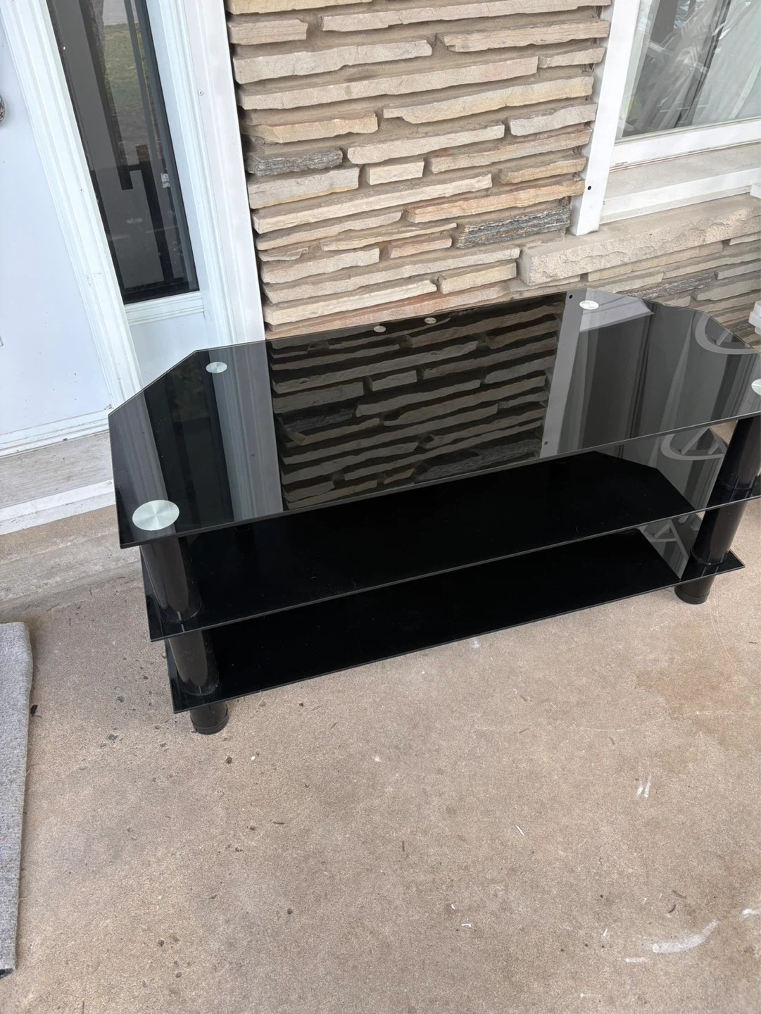 Black Glass TV Stand with 3 Shelves - photo 2