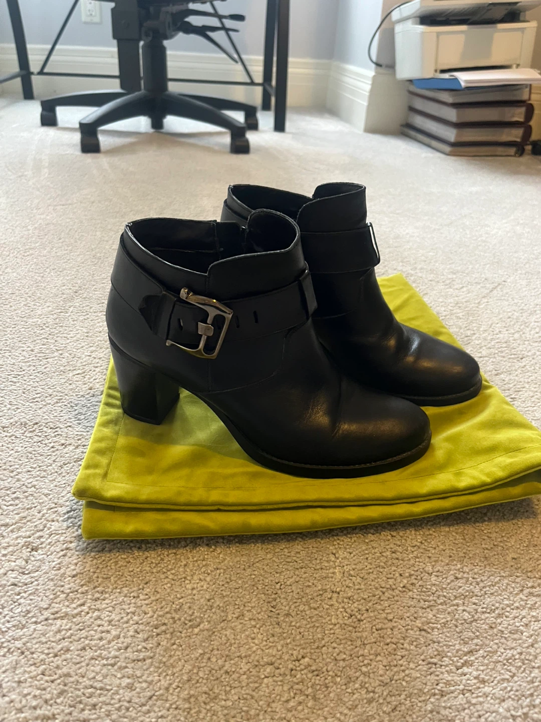 Black Leather Ankle Boots with Buckle Detail - photo 3