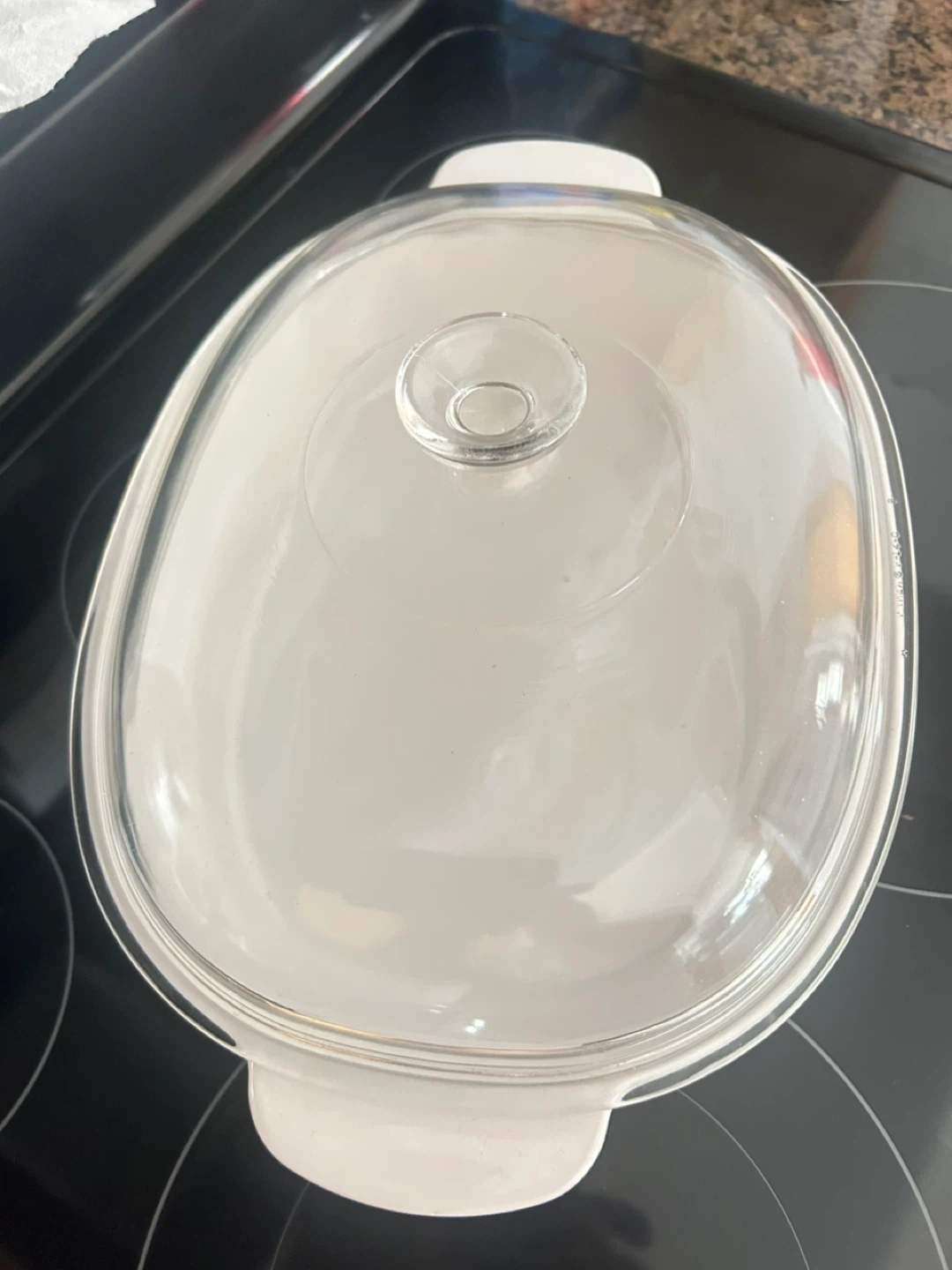 White Glass Casserole Dish with Lid