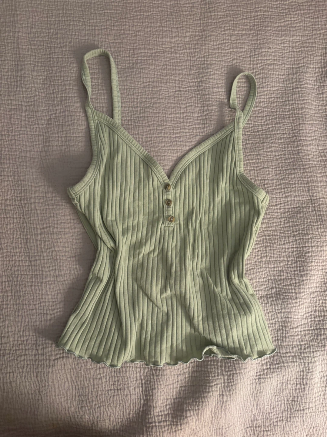 American Eagle Ribbed Henley Tank Top - XS