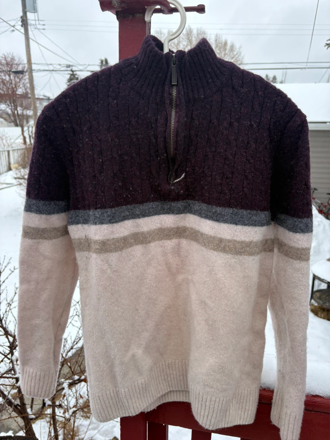 Cambridge Lamb's Wool 1/4 Zip Sweater - Size S