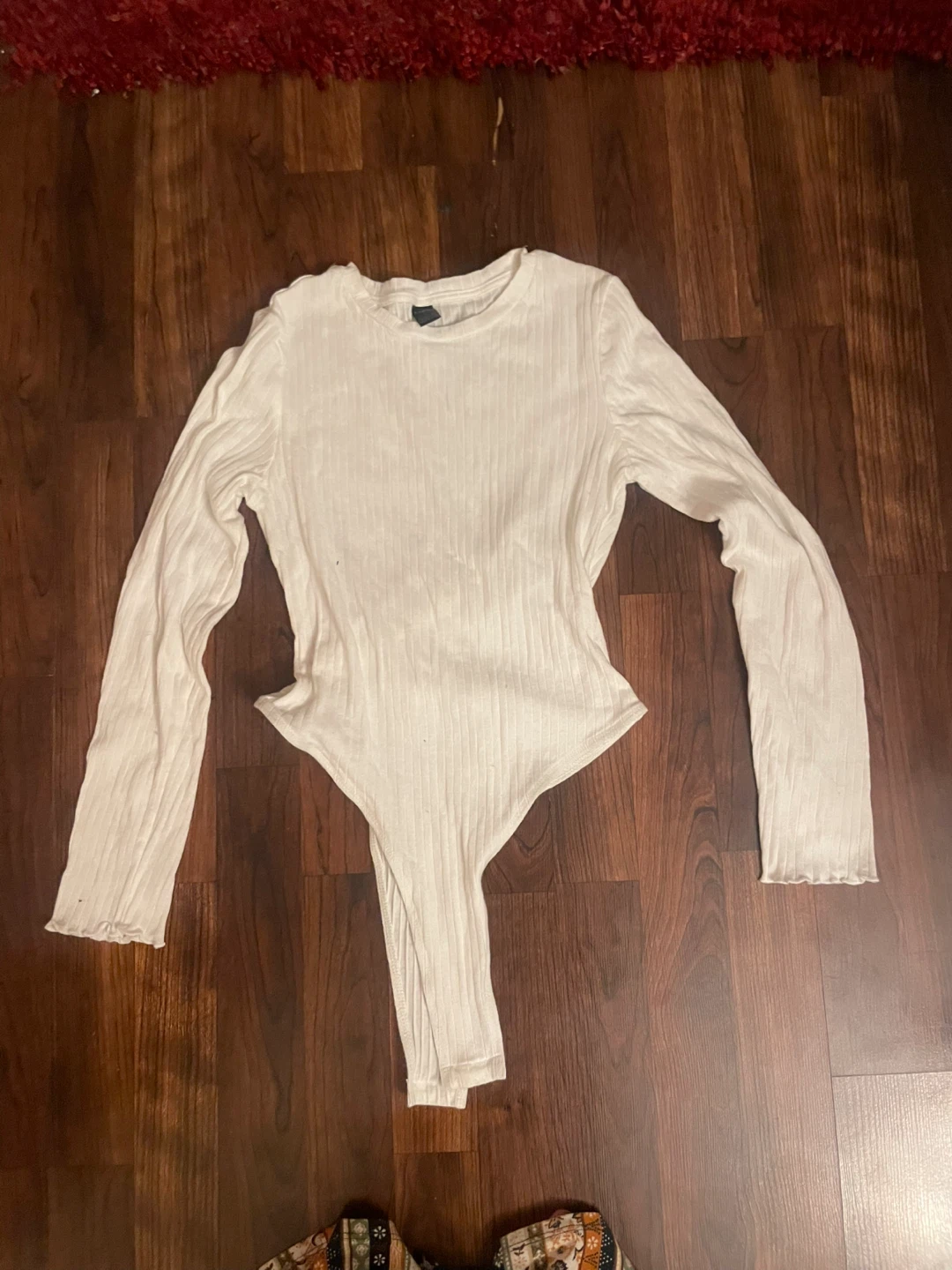 White Shein Long Sleeve Bodysuit