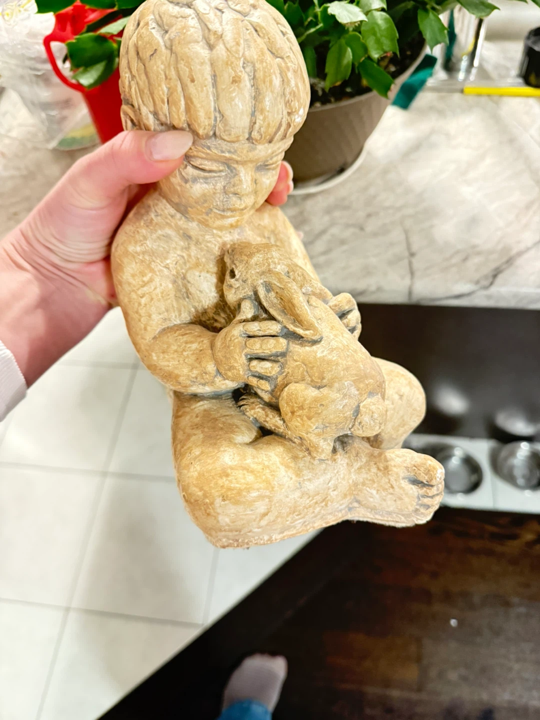 Child and Bunny Figurine
