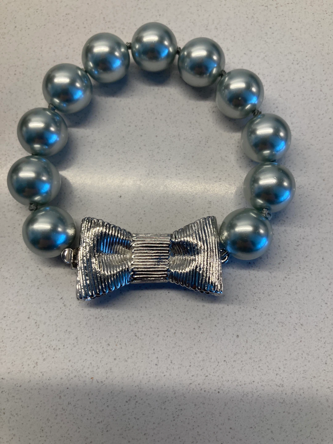 Kate Spade Silver Pearl Bracelet with Bow Clasp