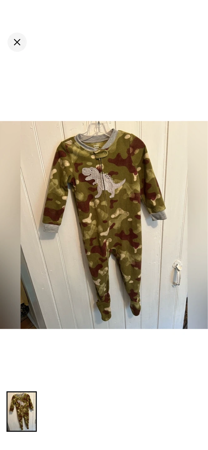 Carter's Camo Dinosaur Footed Pajamas 24 Months
