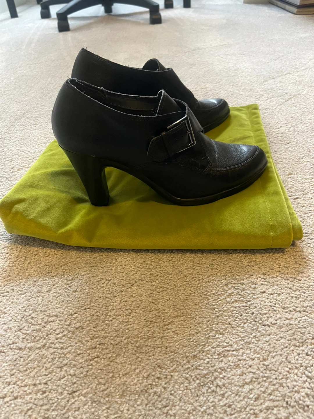Aerosoles Black Leather Buckle Ankle Boots