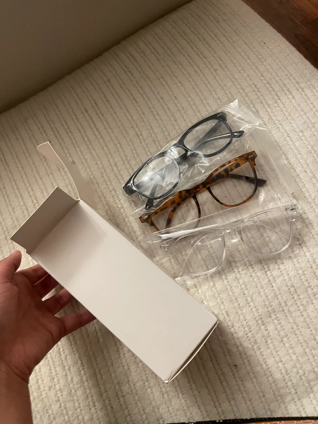 3 Pairs Glasses Frames - Black, cheetah, Clear - photo 2