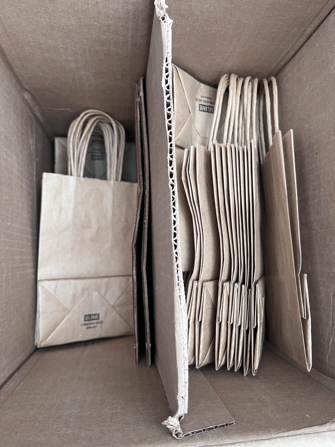 Bulk kraft paper gift bags (133 pcs) Uline paper shopping bags