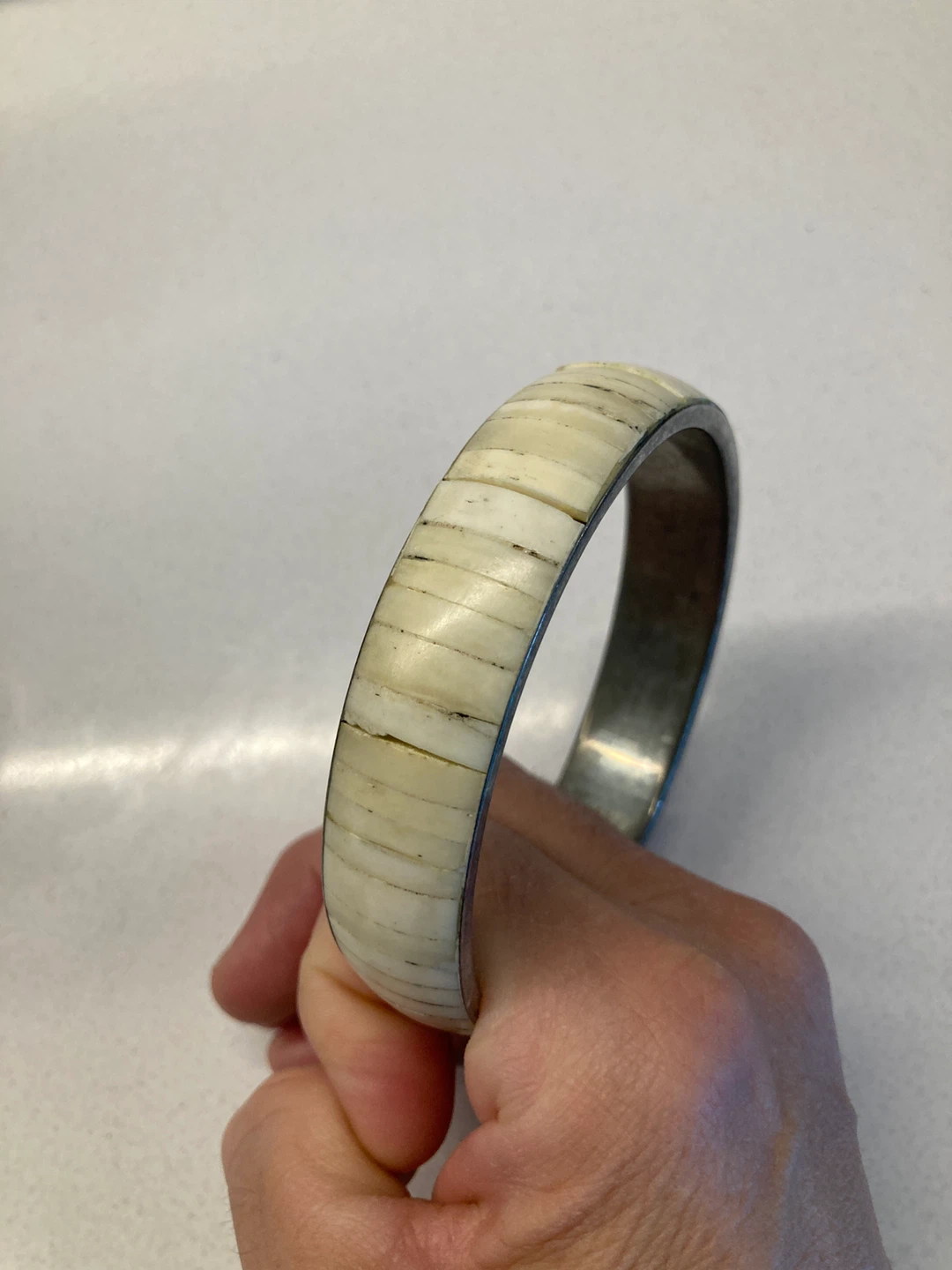 Bangle Bracelet - White Segmented Design