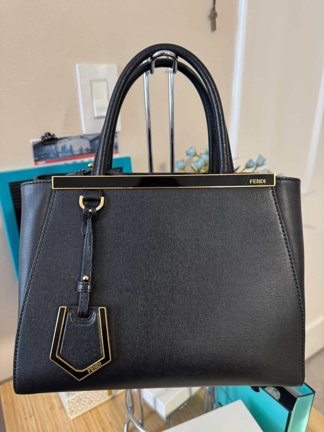 Fendi Black Leather Top Handle Bag