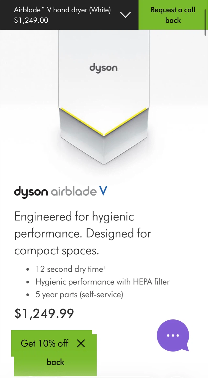 Dyson Airblade V HU02 Hand Dryer White 100-127V - photo 5