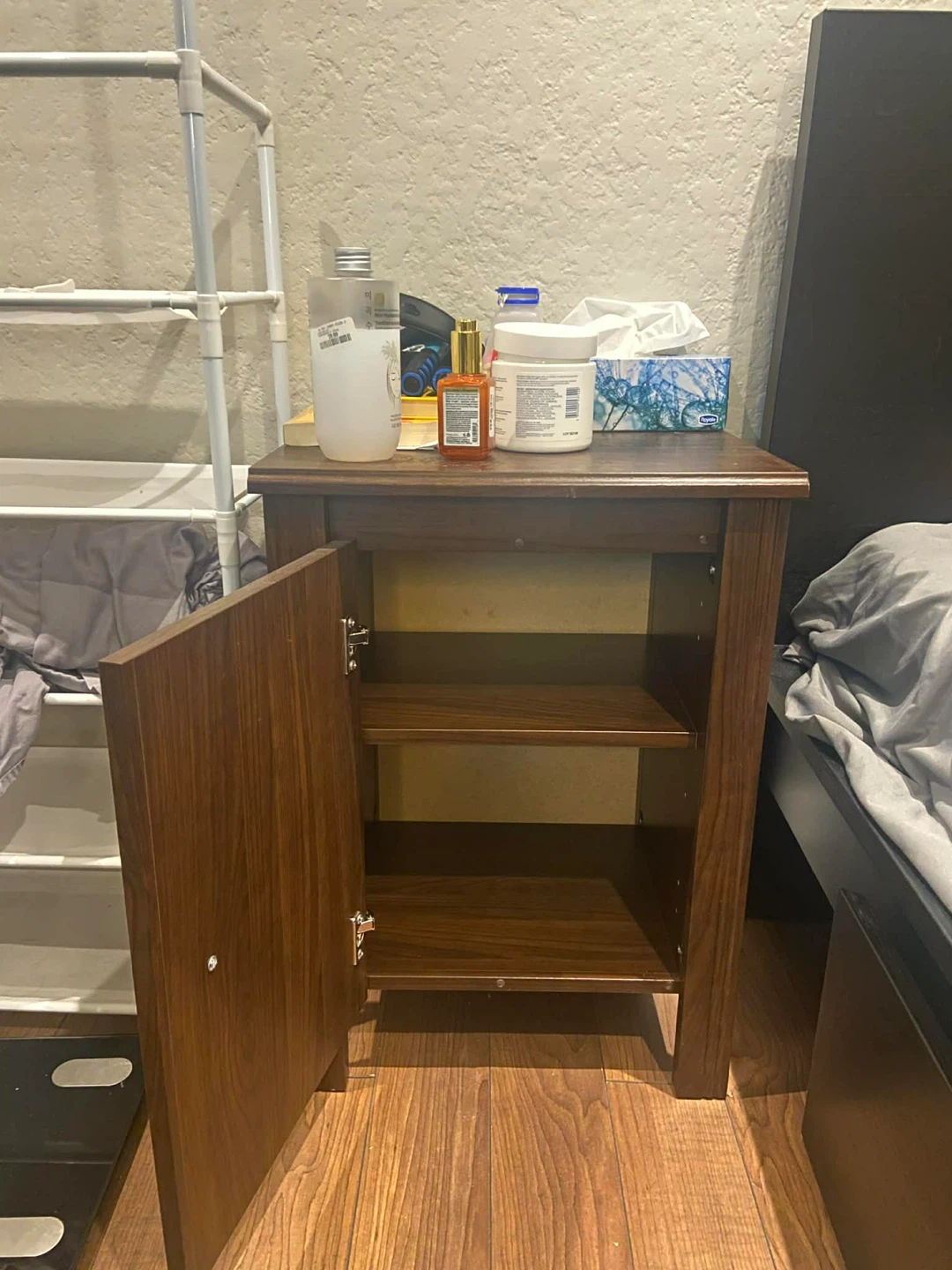 Wooden Nightstand with Cabinet