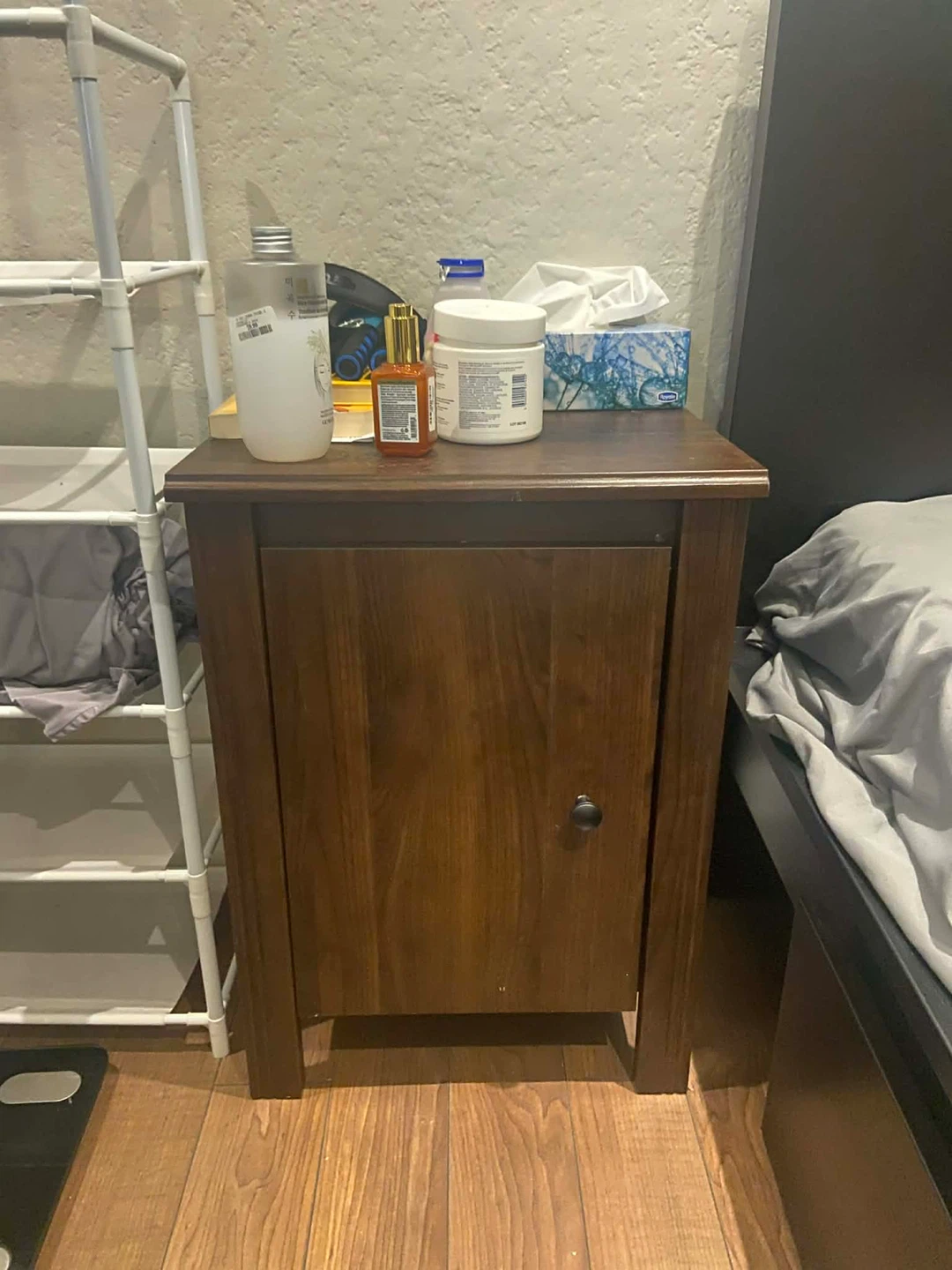Wooden Nightstand with Cabinet - photo 2