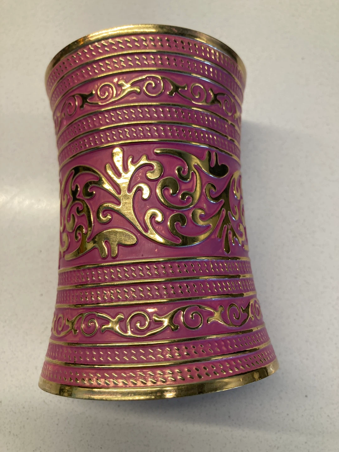 Pink and Gold Patterned Cuff Bracelet