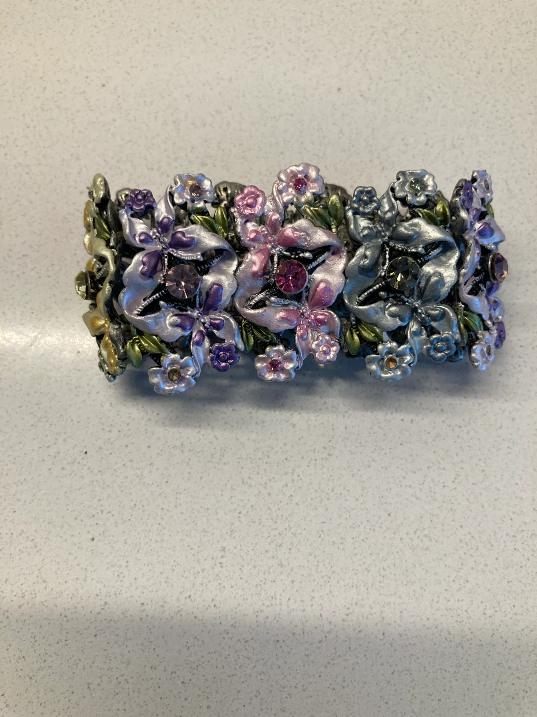 Floral Charm Bracelet with Rhinestones - photo 2