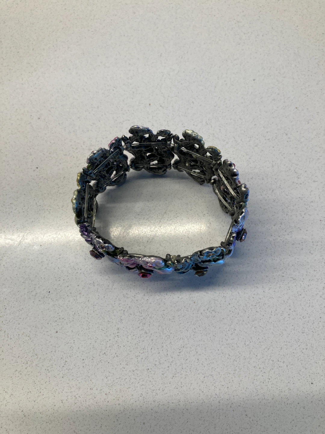 Floral Charm Bracelet with Rhinestones - photo 3