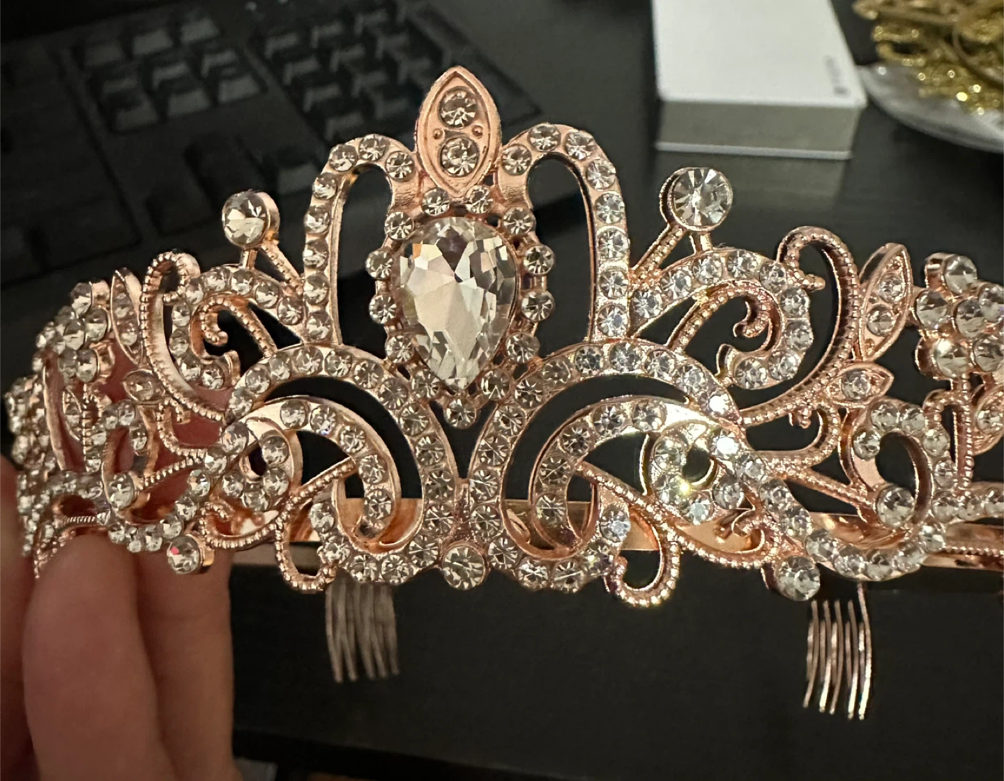 Didder Rose Gold Tiara with Rhinestones - photo 3