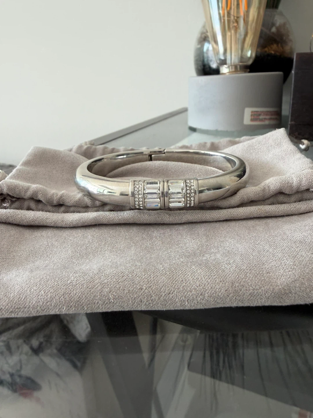Michael Kors Silver Tone Bangle Bracelet with Crystals - photo 5