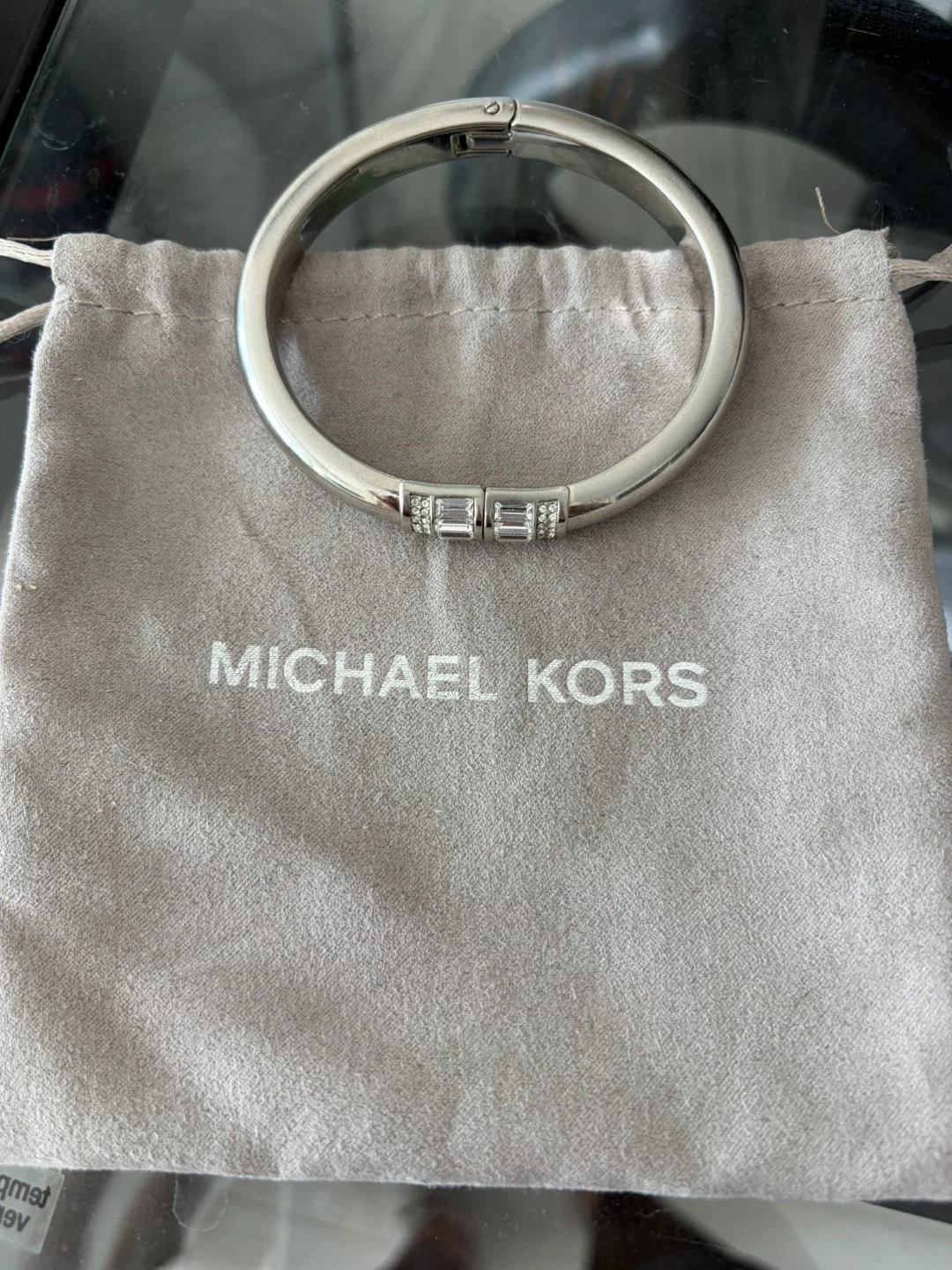 Michael Kors Silver Tone Bangle Bracelet with Crystals - photo 4