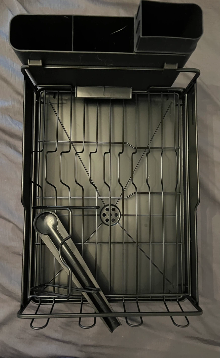Black Dish Drying Rack with Utensil Holder