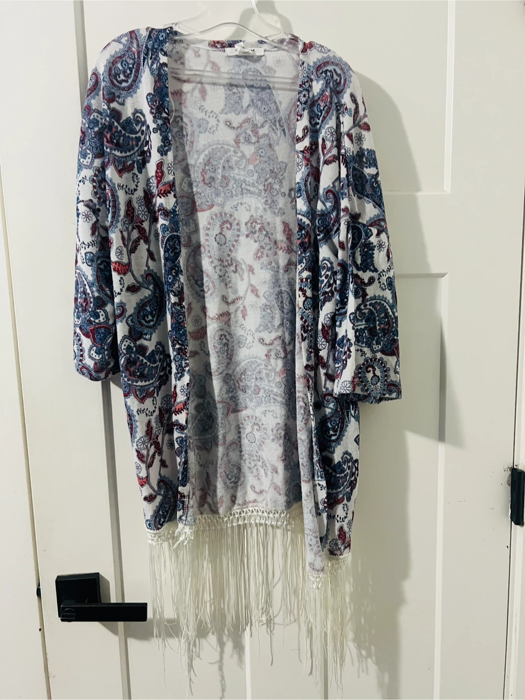 Paisley Print Kimono with Fringe