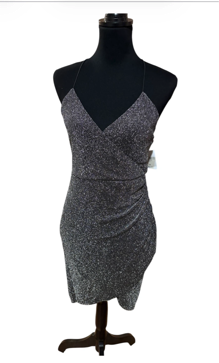 Forever 21 Women's Ruched Sparkle Mini Dress Size M