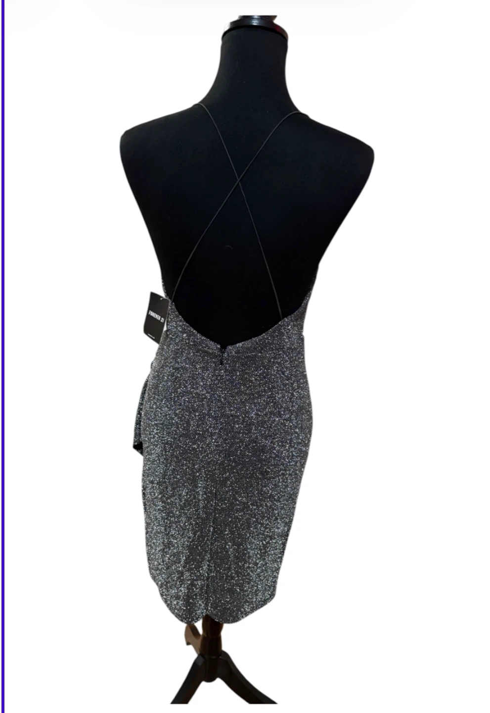 Forever 21 Women's Ruched Sparkle Mini Dress Size M - photo 3