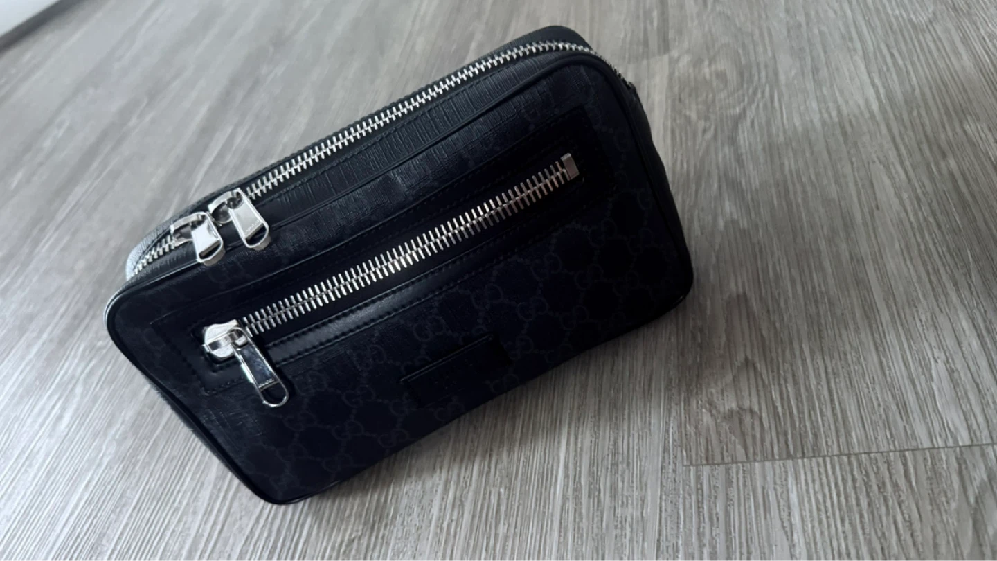 Gucci Black GG Supreme Monogram Belt Bag