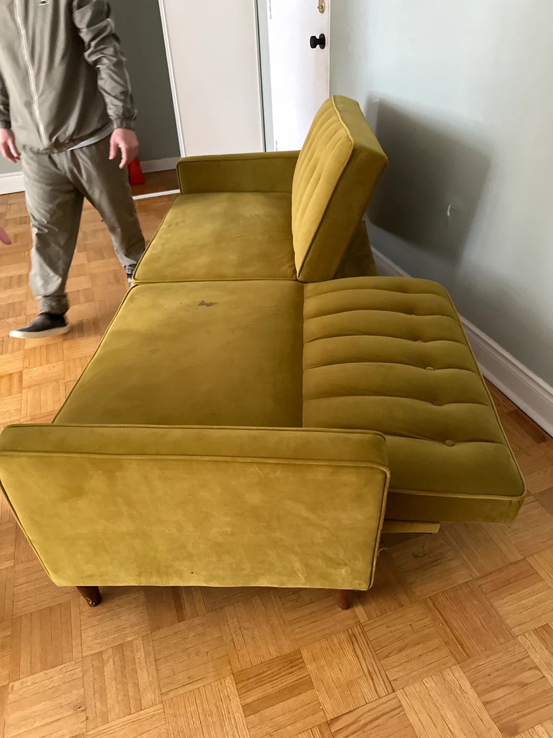 Velvet Sofa Bed - Mustard Yellow - photo 2