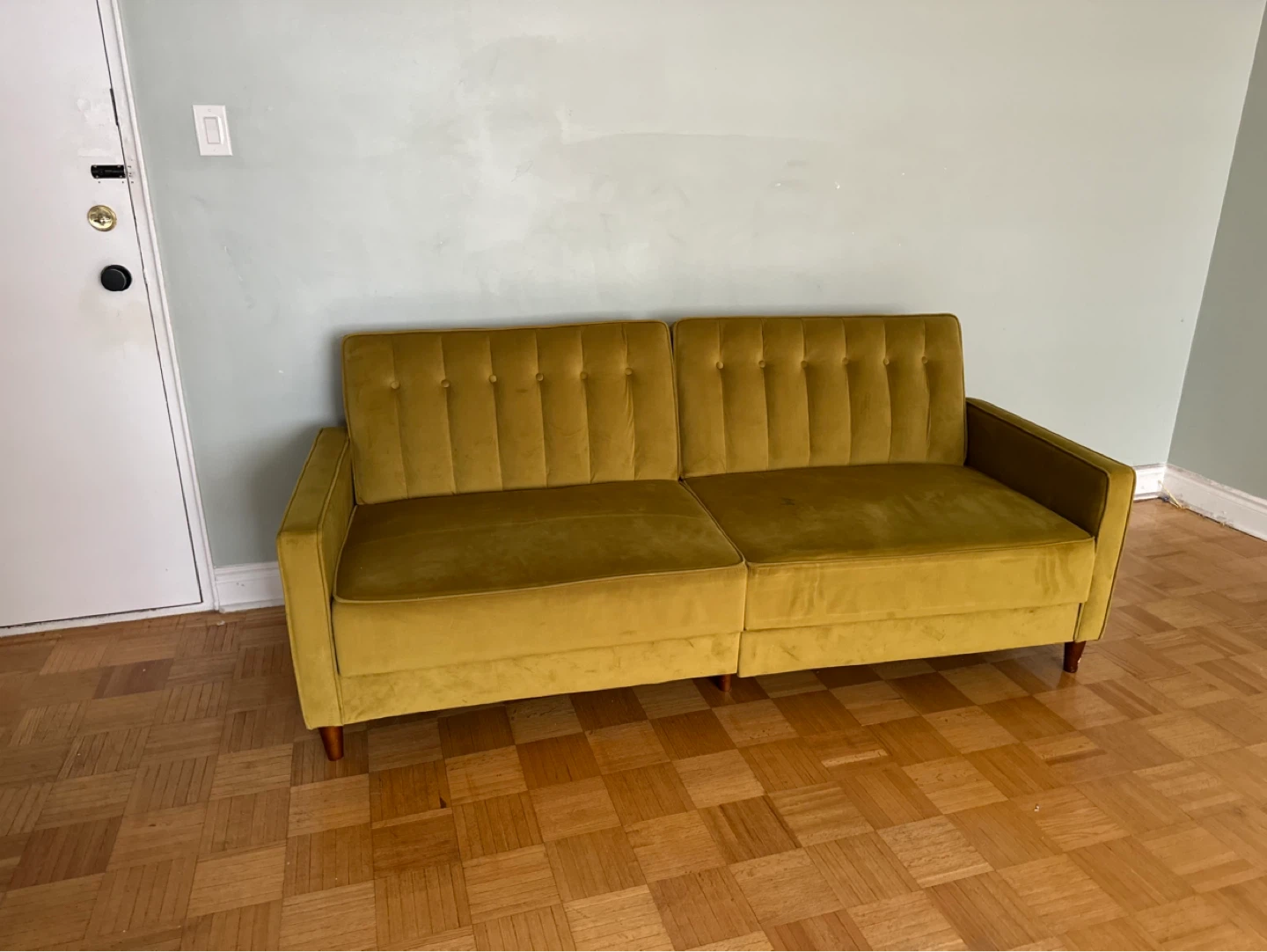 Velvet Sofa Bed - Mustard Yellow