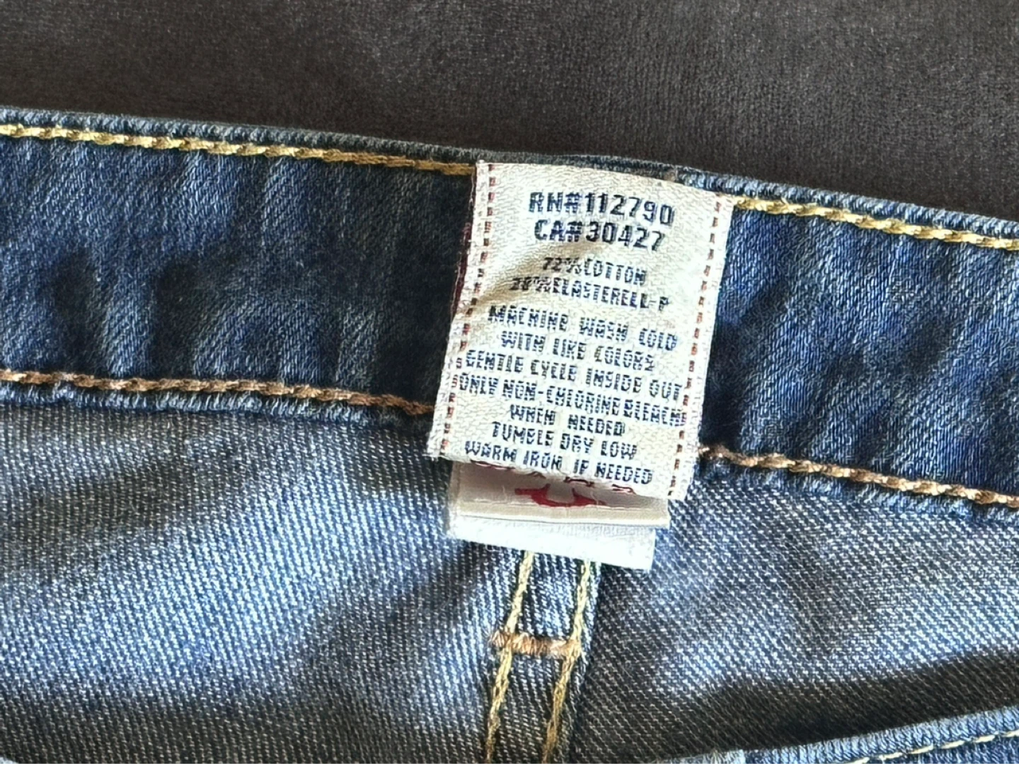TRUE RELIGION VINTAGE JOHNNY THICK STITCH BLUE JEANS EUC - photo 3